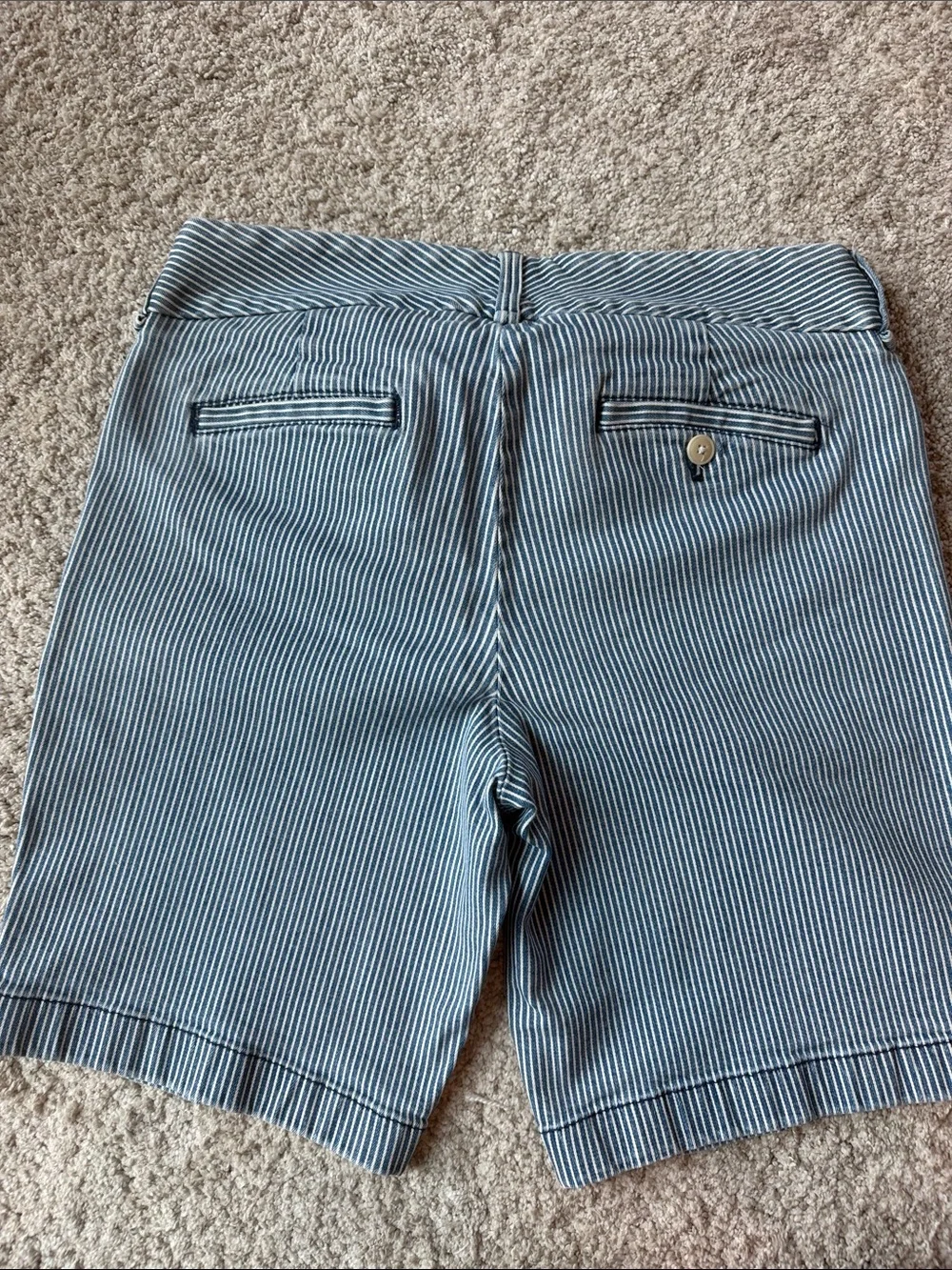 J. Crew Navy and White Pinstriped Bermuda Shorts